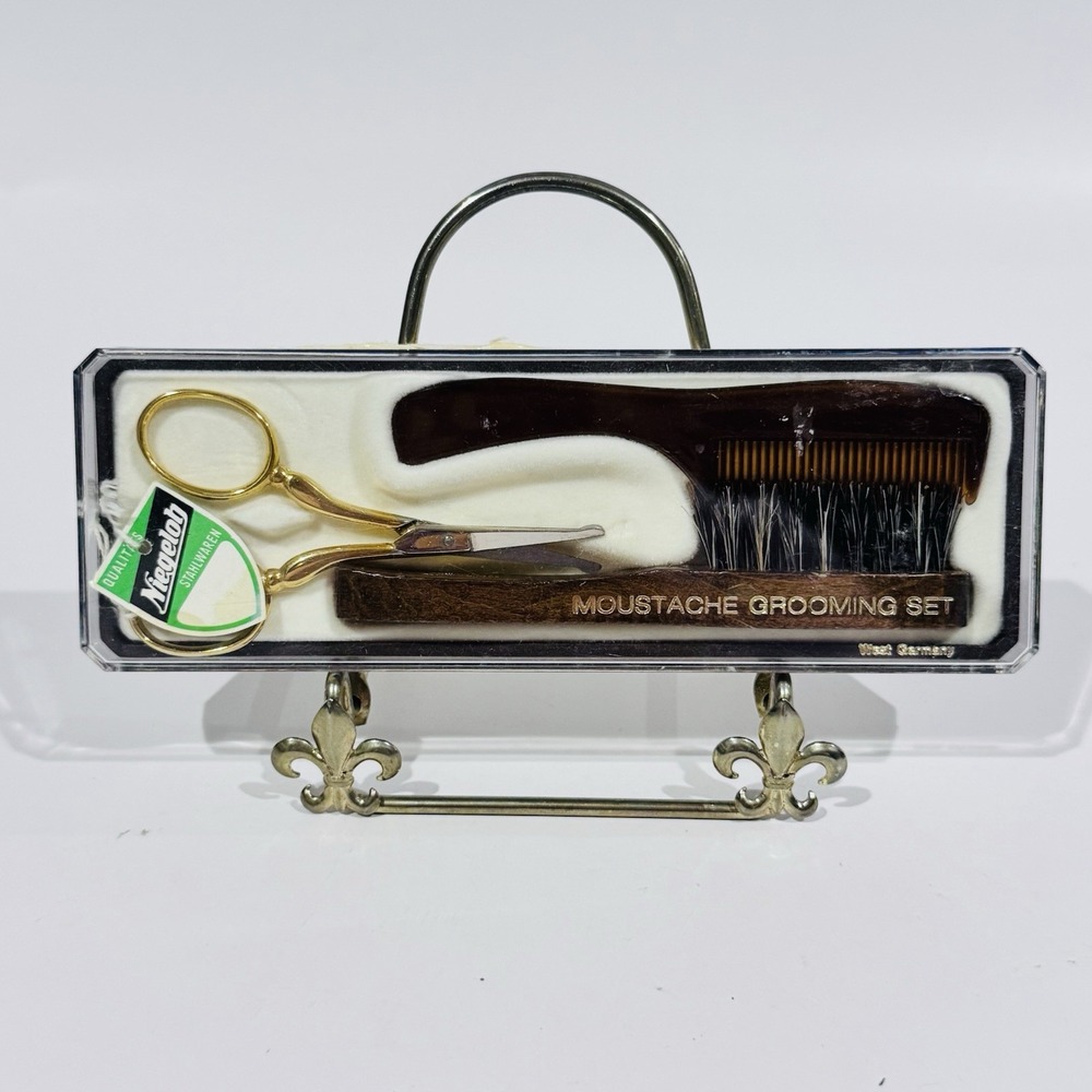 Vintage Niegeloh West Germany Mustache Grooming Set In Original Box‎ - Read